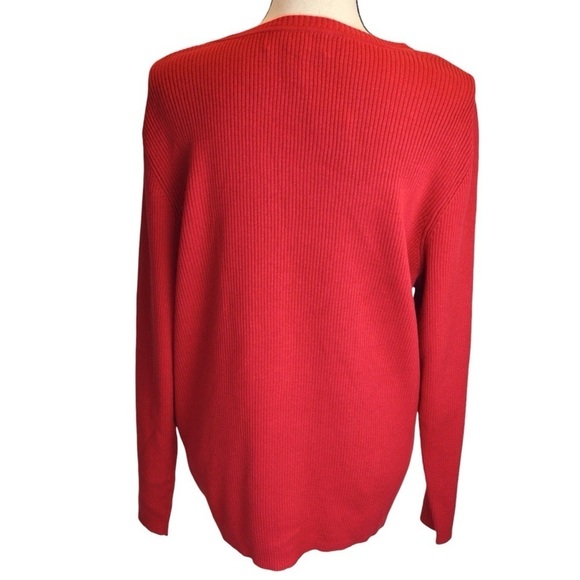 Karen Scott Red Amore Solid V Neck Cotton Ribbed Knit Pullover Sweater XL, NWT - Picture 7 of 8